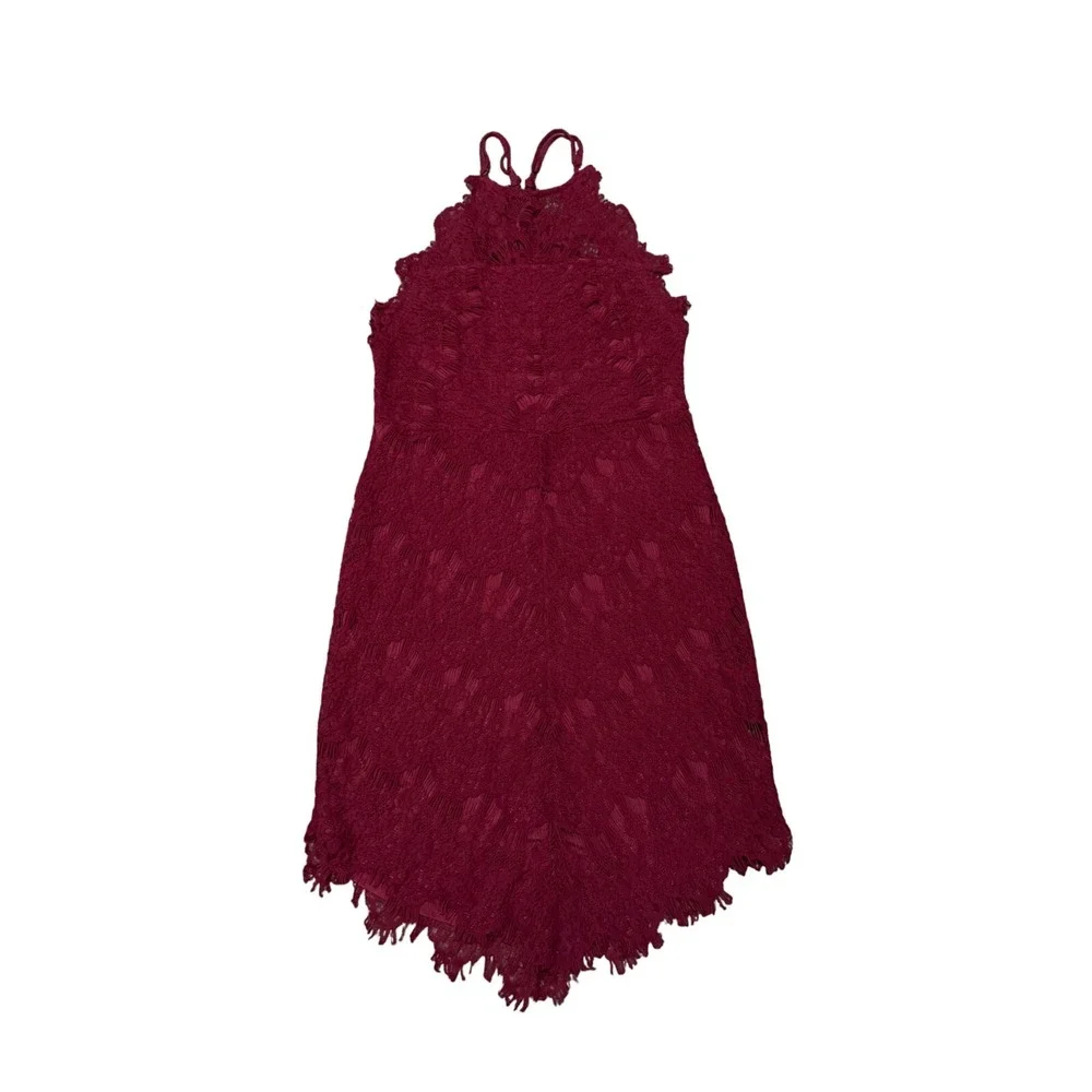 Free People Intimately Adella Lace‎ Slip Dress Burgundy Halter Boho Mini e2